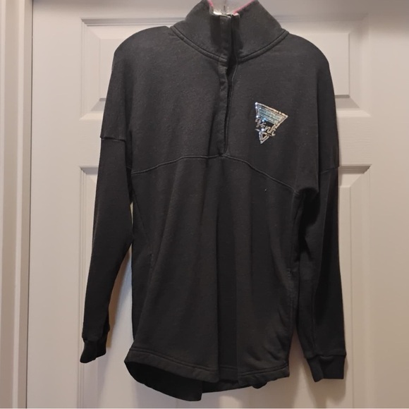 Pink Victoria's Secret Sequined Dark Gray 1/4 Snap ButtonSweater Size XS - Picture 2 of 8